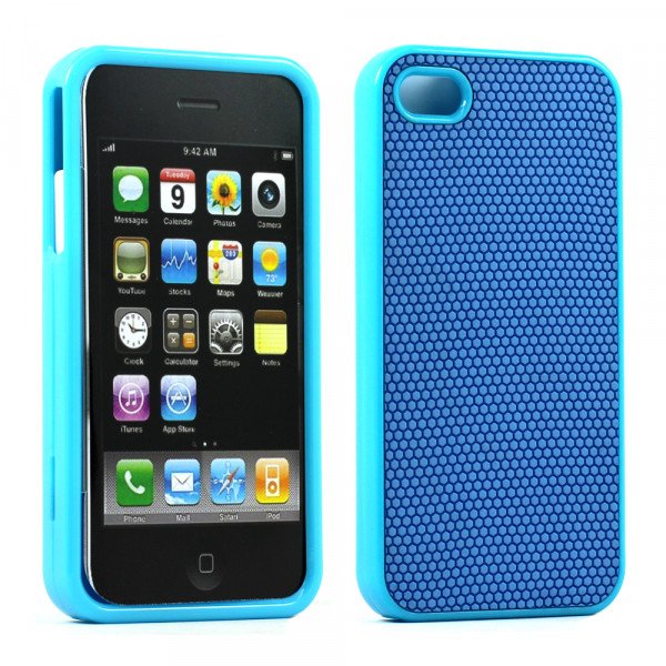 Wholesale iPhone 4S 4 Anti-Slip Hard Protector Cover (Blue)